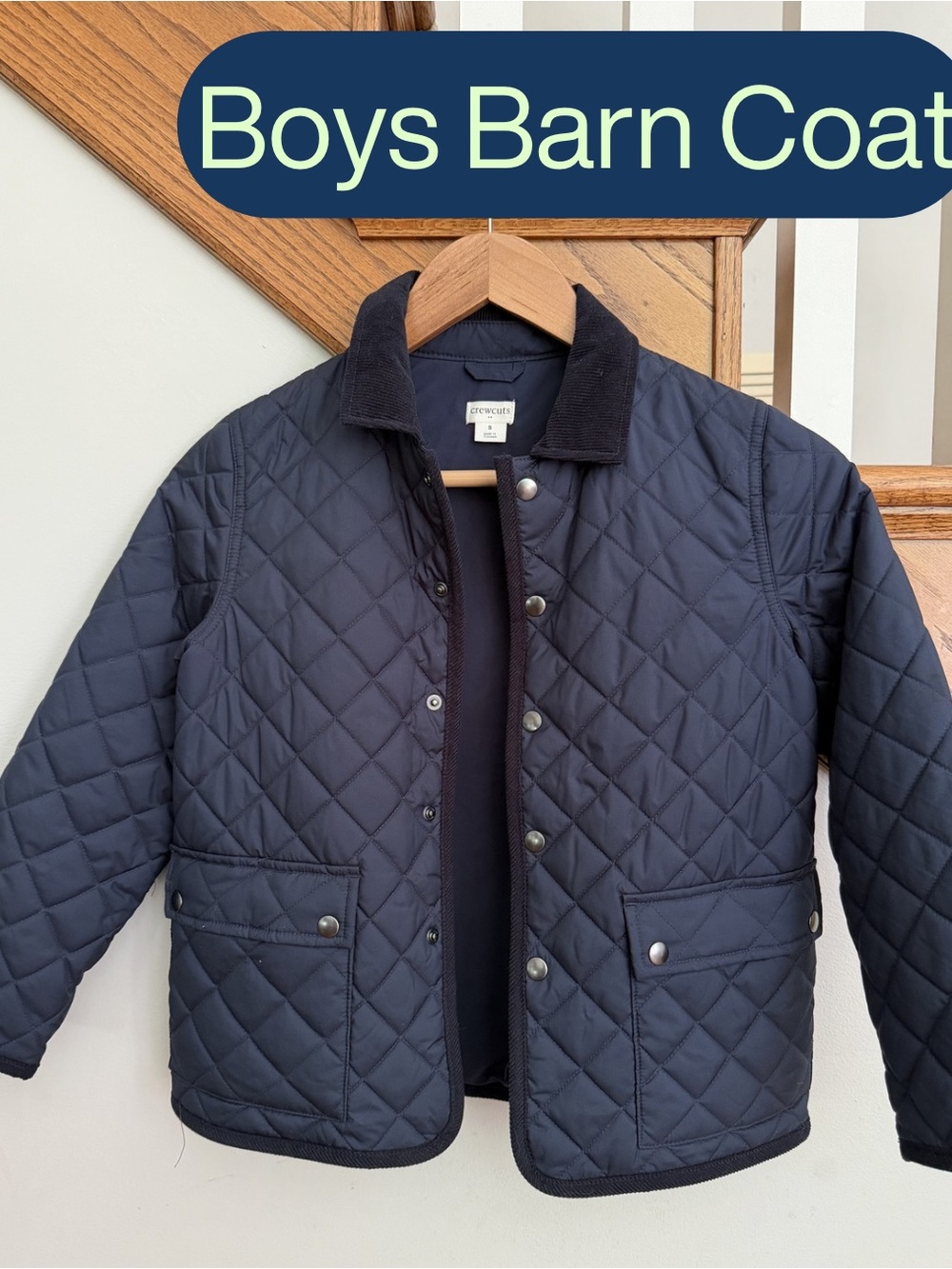 J. Crew Boys' Navy Quilted Barn Coat